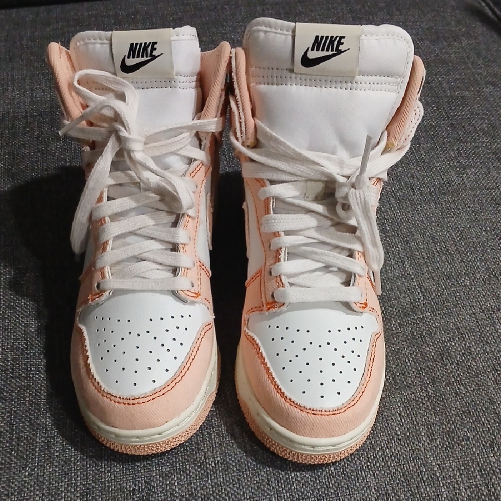 New Nike Women's High-Top Sneakers - White and Peach